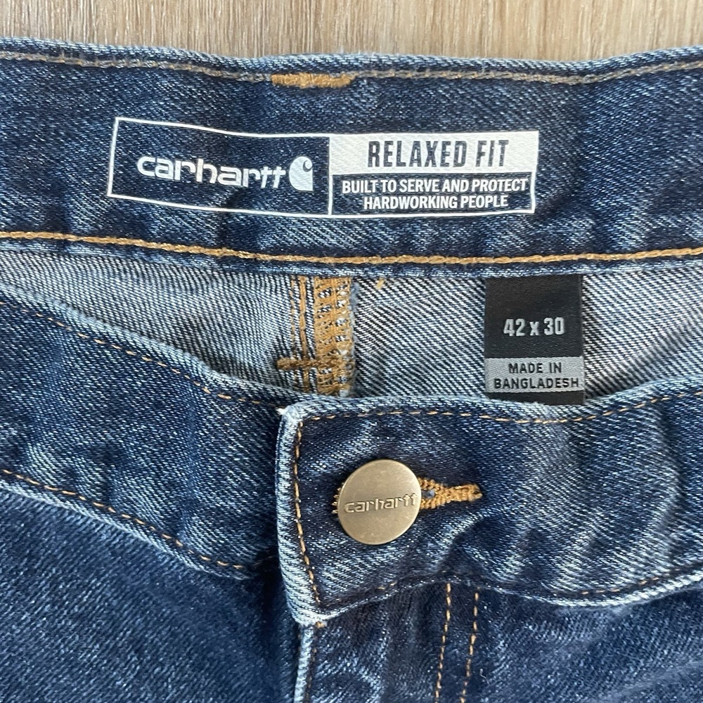 Carhartt Men's Denim Jeans Relaxed Fit 42x30 Medium Blue - Picture 3 of 7